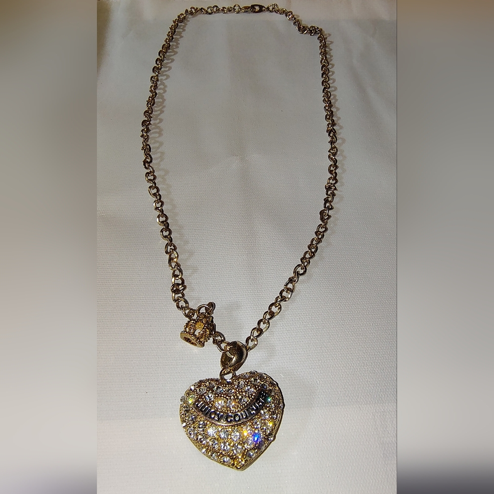 Juicy Couture Gold Toned Rhinestone Pave Pendant Necklace